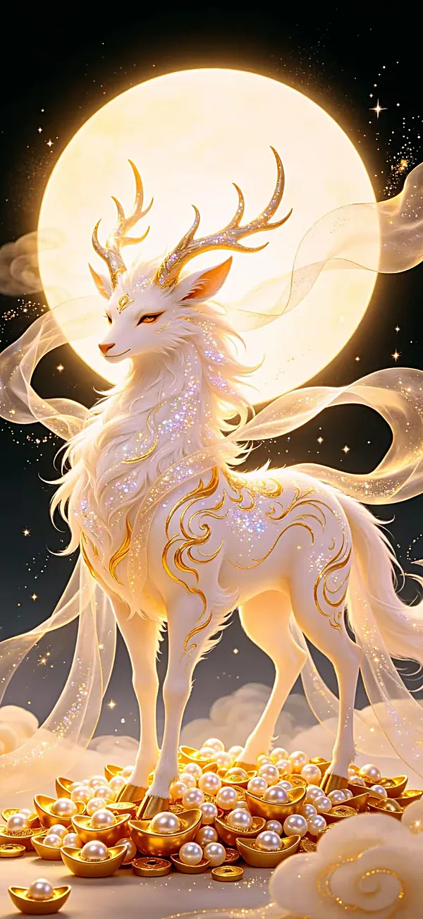 Prosperity Deer Moonlight Wallpaper for September 2026